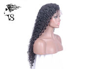 Long Black Full Lace Human Hair Wigs Deep Wave No Tangle Indian / Brazilian Hair