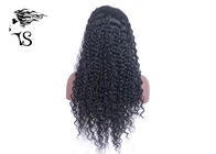 Long Black Full Lace Human Hair Wigs Deep Wave No Tangle Indian / Brazilian Hair