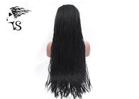 Extra Long Black Synthetic Braided Wigs , Box Fully Braided Lace Front Wigs